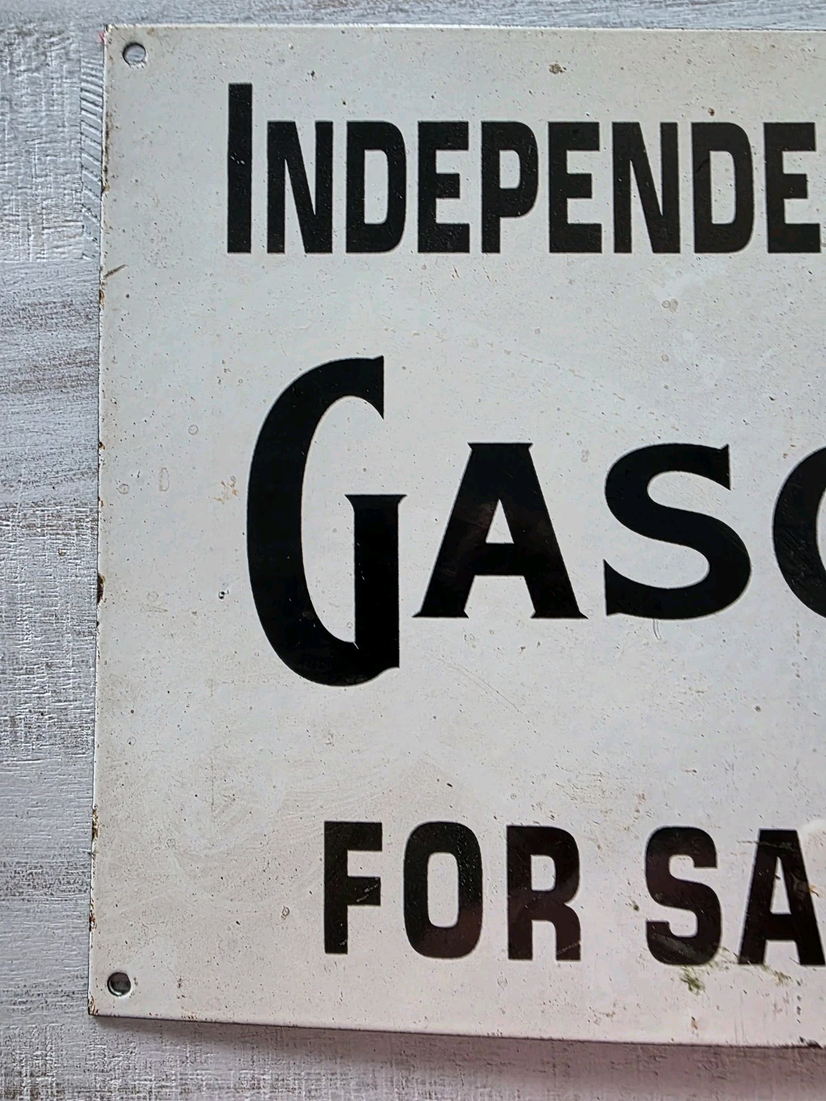 LARGE VINTAGE INDEPENDENT OIL CO’S GASOLINE FOR SALE HERE PORCELAIN SIGN 12″×18″