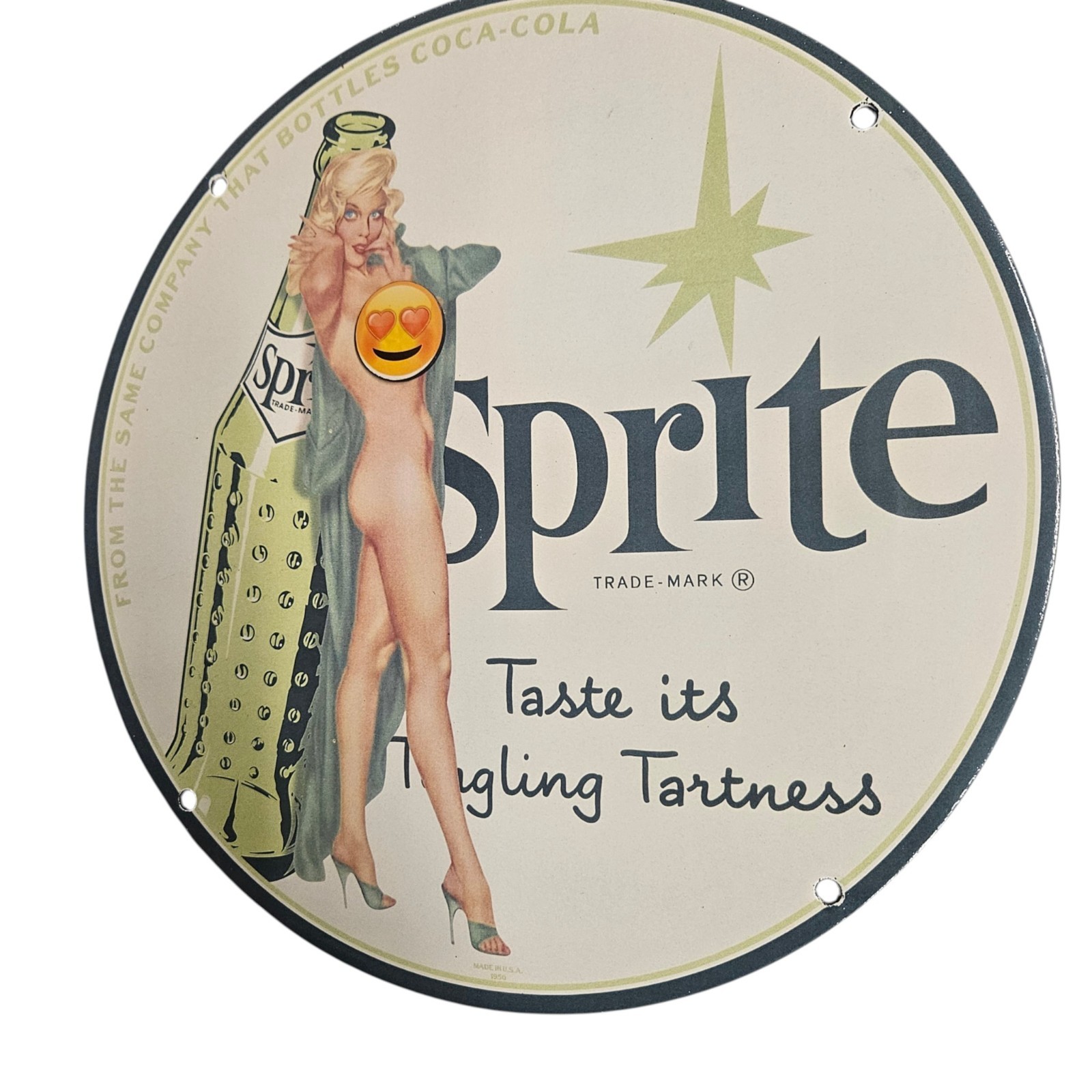 VINTAGE PORCELAIN SPRITE SODA GAS & OIL STATION PUMP PLATE GARAGE MAN CAVE SIGN