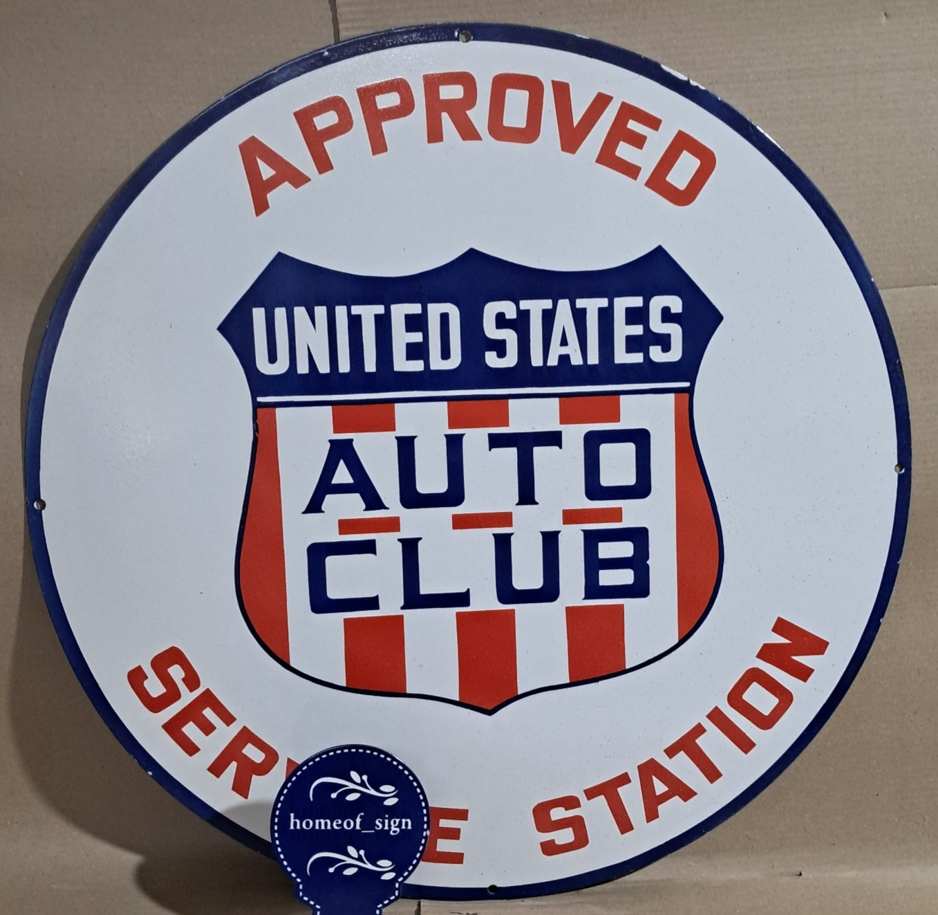 United States Auto Club Porcelain Enamel Sign 30 X 30 Inches 1 sides