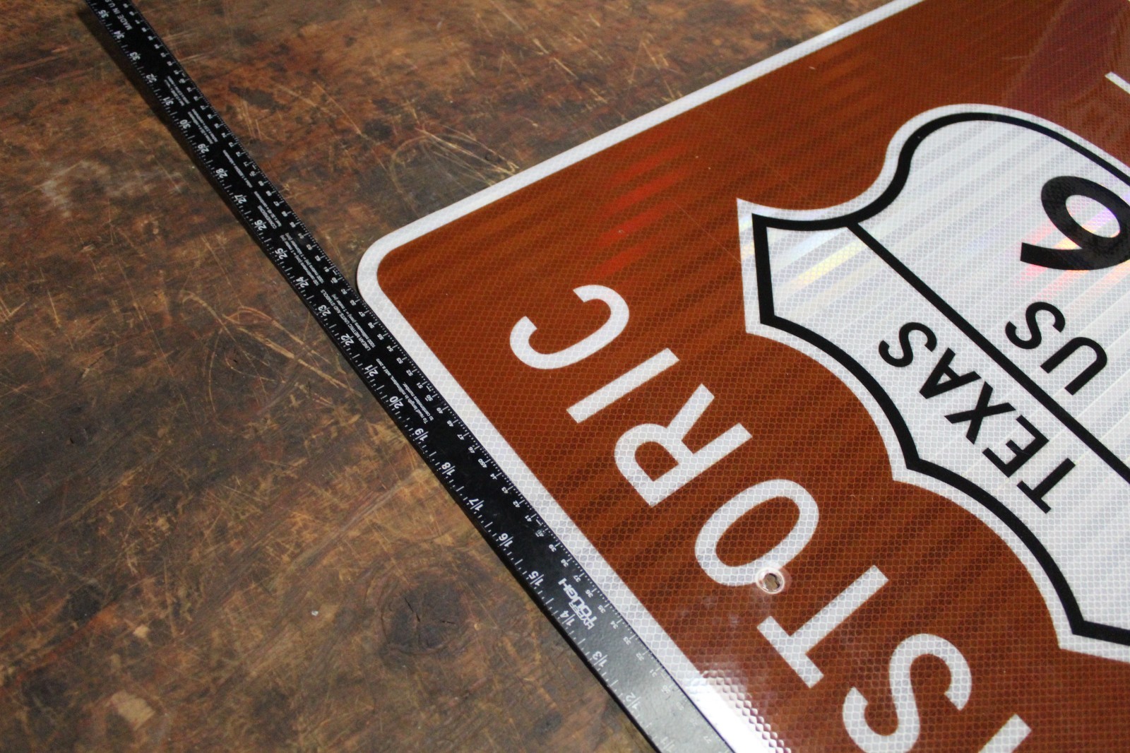 SCARCE 30″ TEXAS US HISTORIC ROUTE 66 HIGHWAY METAL SIGN ALL BROWN VERSION ROAD