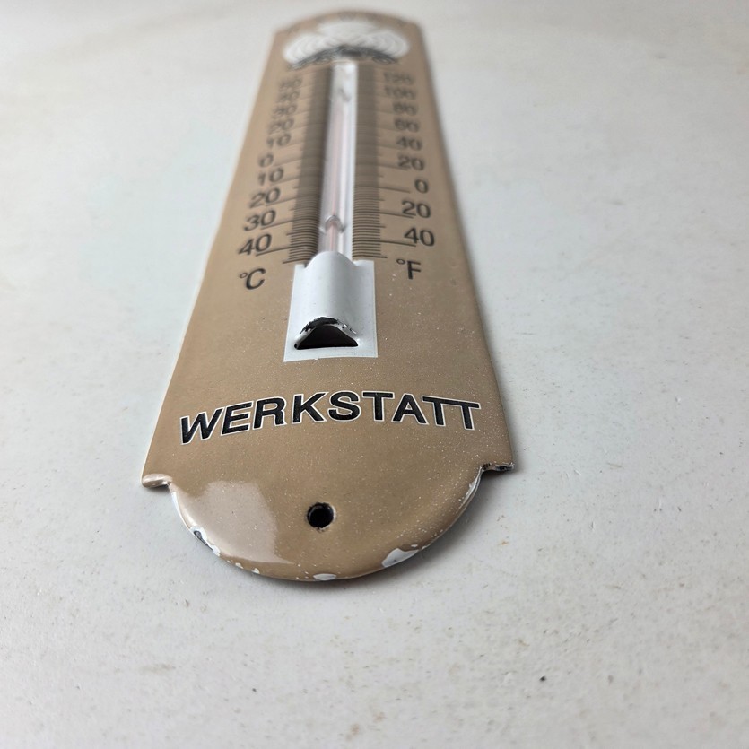 Vintage Volkswagen Automobiles Sign – Service Bug Sign on Porcelain Thermometer