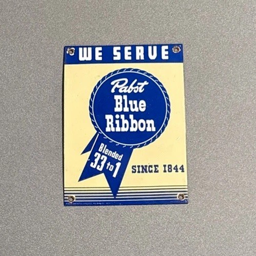 VINTAGE PABST BEER ALCOHOL PORCELAIN SIGN CAR GAS TRUCK MOTORCYCLE OIL