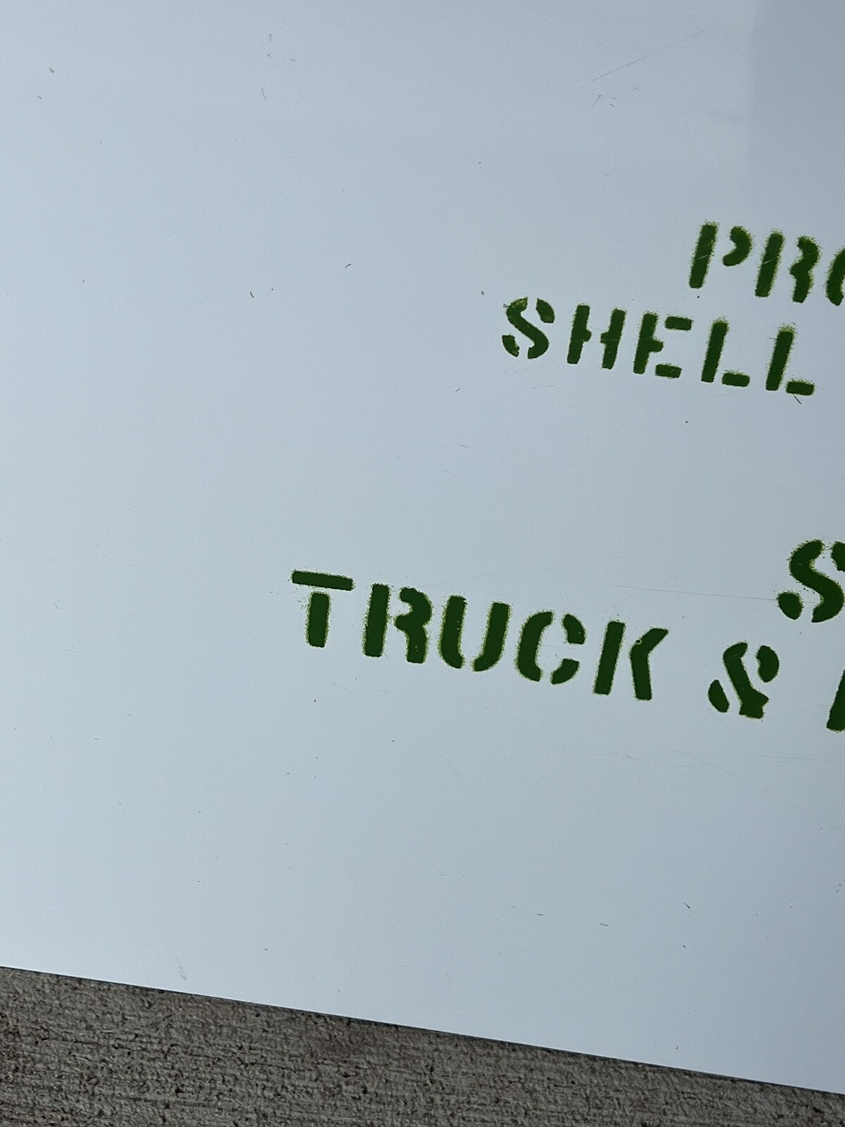 Vintage Property of Shell Oil Co. Inc. Shell Truck & Bus Oil Tin Sign Stenciled