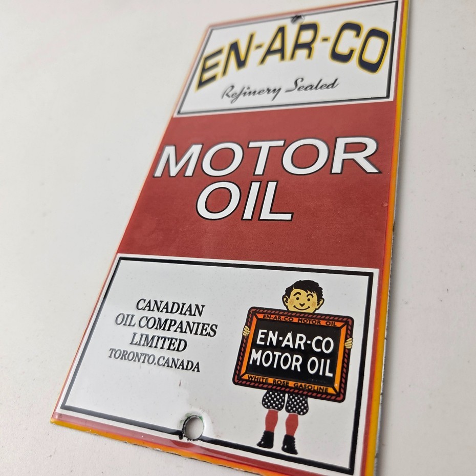 Vintage White Rose Gasoline Sign – ENARCO Canada Service Station Gas Pump Sign