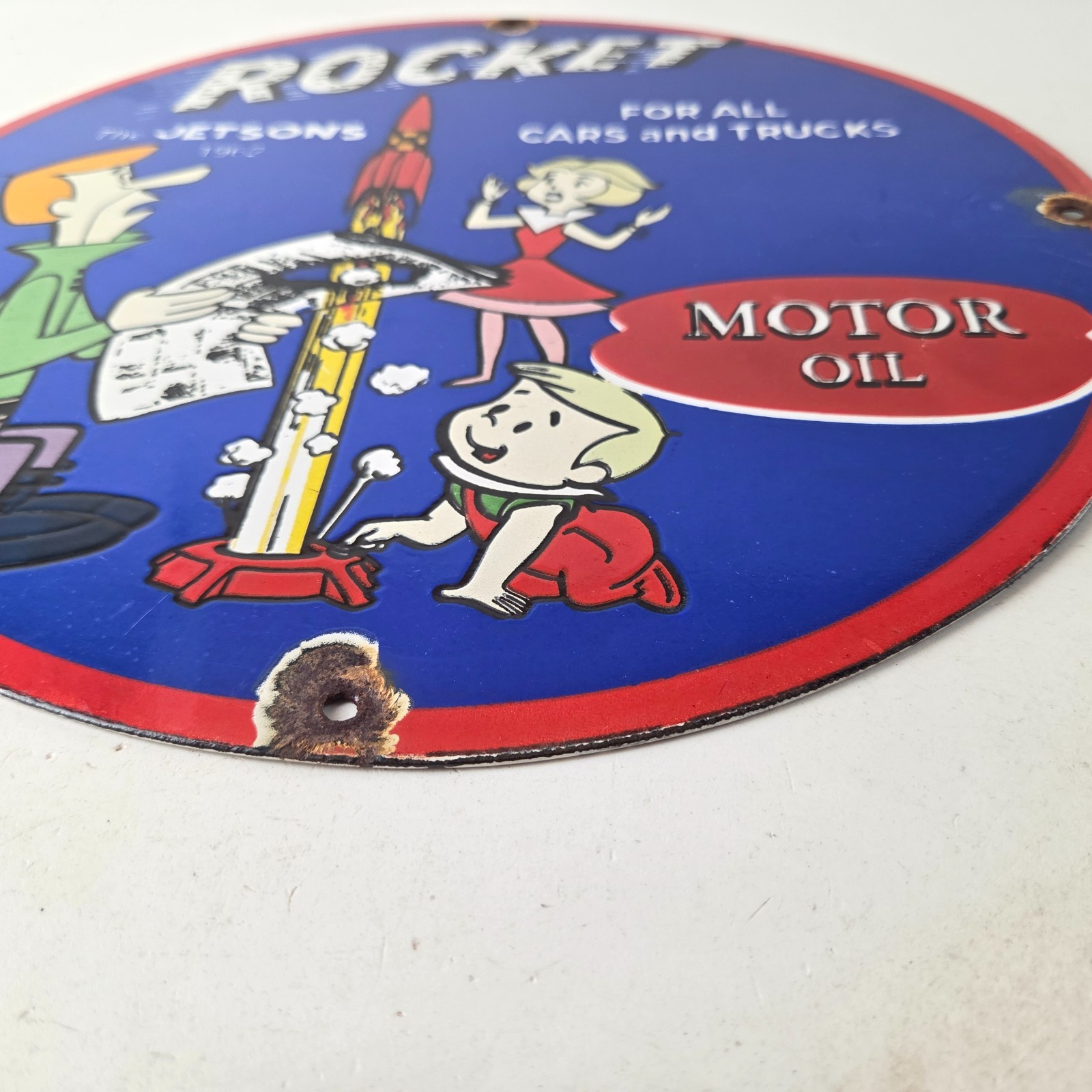 Vintage Rocket Gasoline Sign – The Jetsons Gas Service Station Porcelain Sign