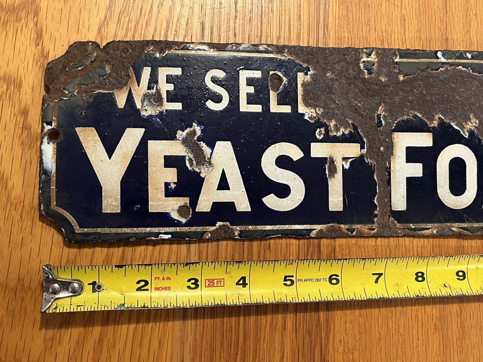 Yeast Foam Original Porcelain Sign Blue White Kitchen Food Advertising Only Best