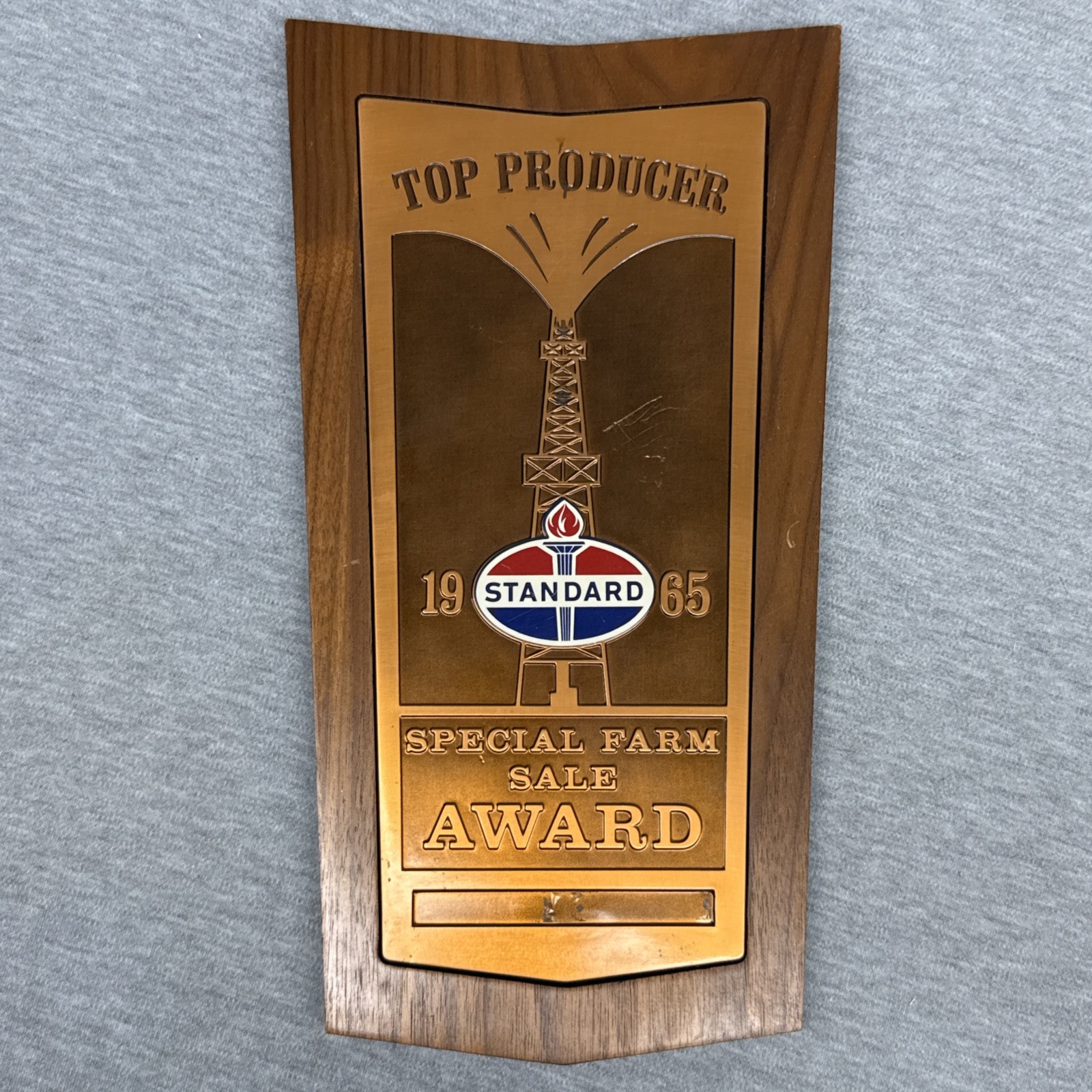 Vintage 19615 Standard Oil Company Top Producer Sale Award Plaque Sign