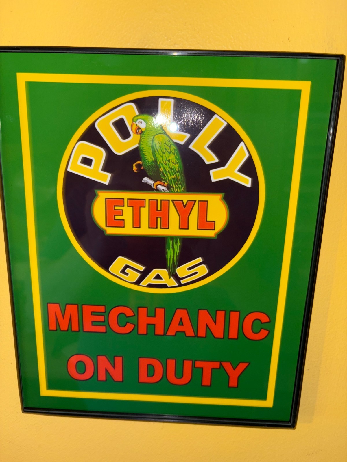 Polly Parrot Oil Gas Service Station Mechanic Garage Man Cave Advertising Sign