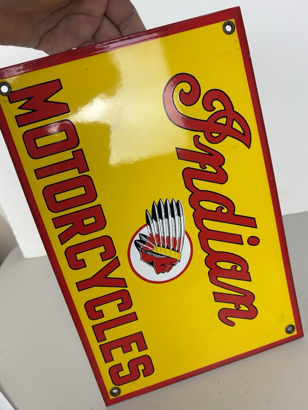 Vintage Indian Motorcycles Porcelain Sign Dealership, Motor Bike Sign