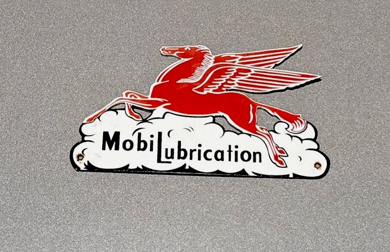 VINTAGE 12” MOBIL PEGASUS GARGOYLE PORCELAIN SIGN GAS OIL CAR TRUCK MOTORCYCLE