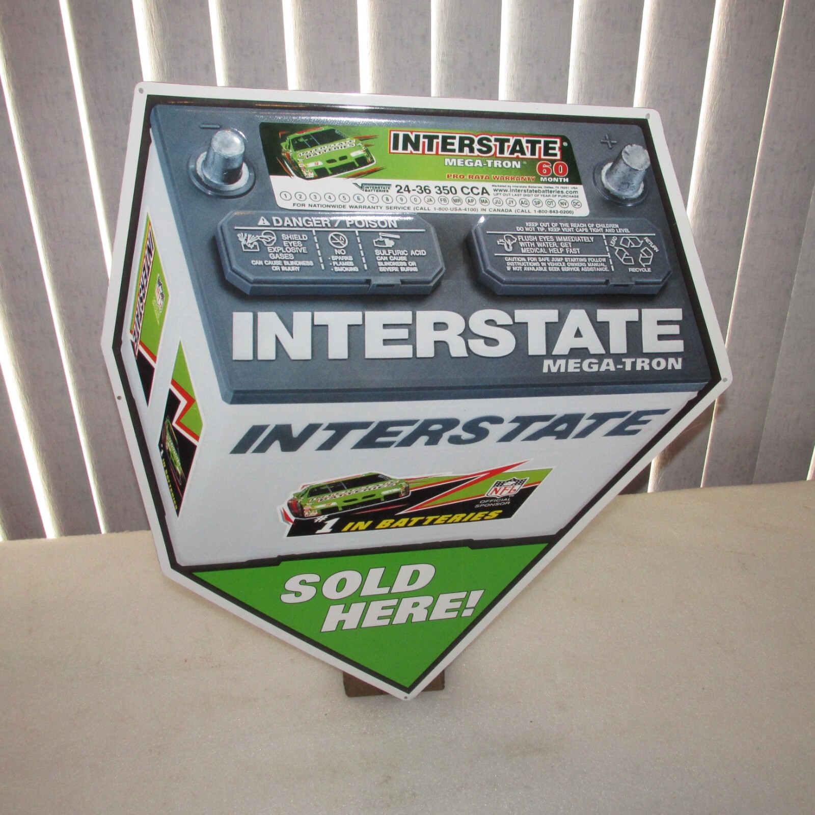 Interstate Batteries SIGN SOLD HERE Mega-Tron Advertising Store Display tin