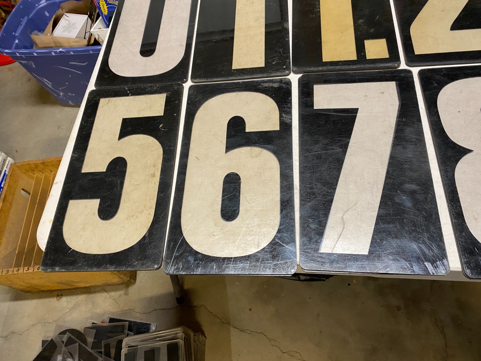 Vtg set #1 (23) gas station black background clear acrylic numbers 12” tall read