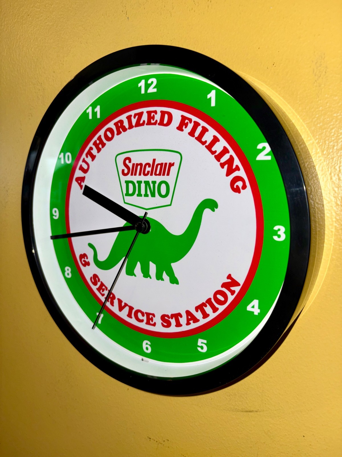 Sinclair Dino AuthFill Gas Oil Service Station Garage Advertising Clock Sign