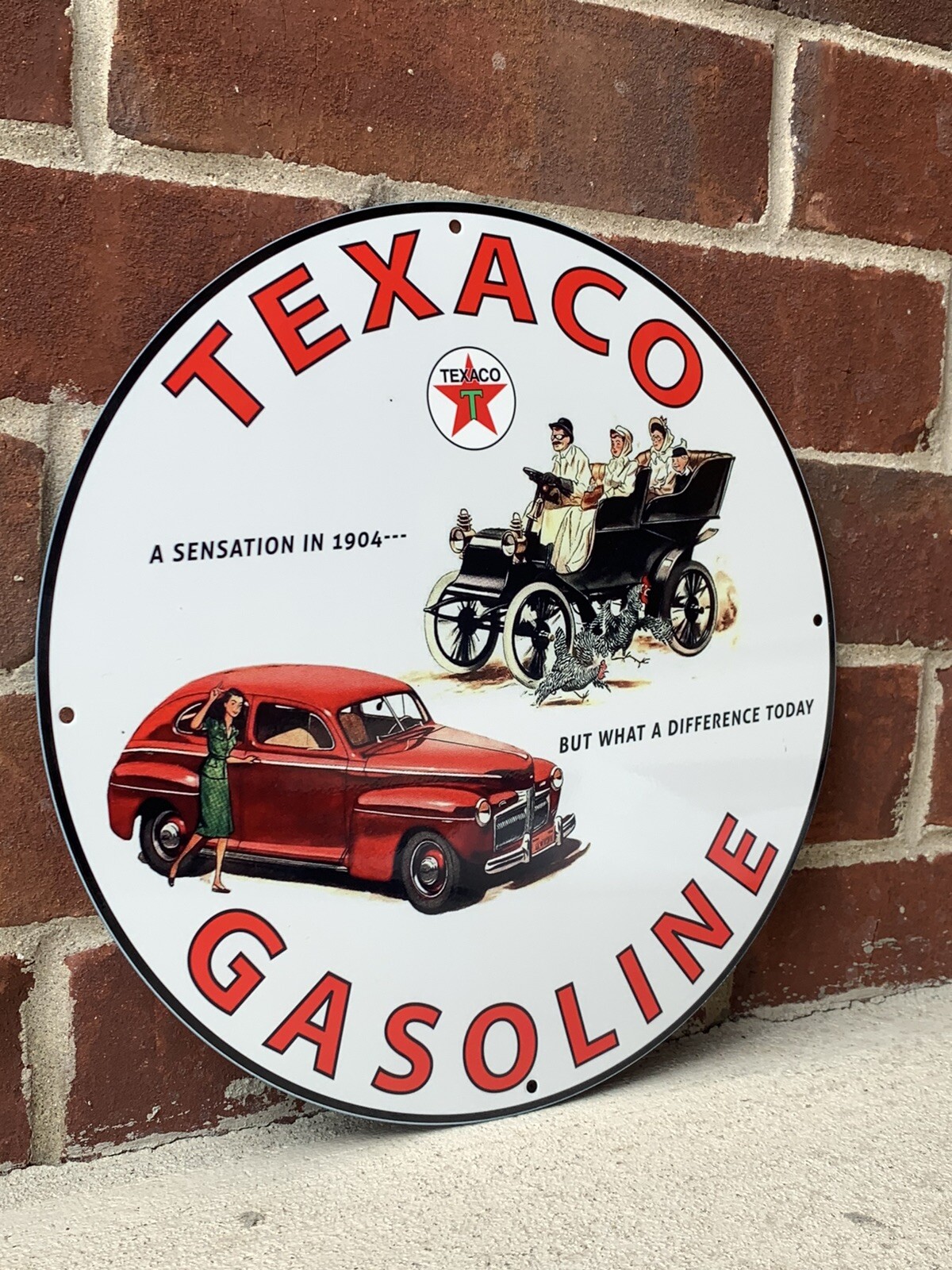 12in Texaco Gasoline Gas Vintage Style Heavy Steel Sign Pump Plate