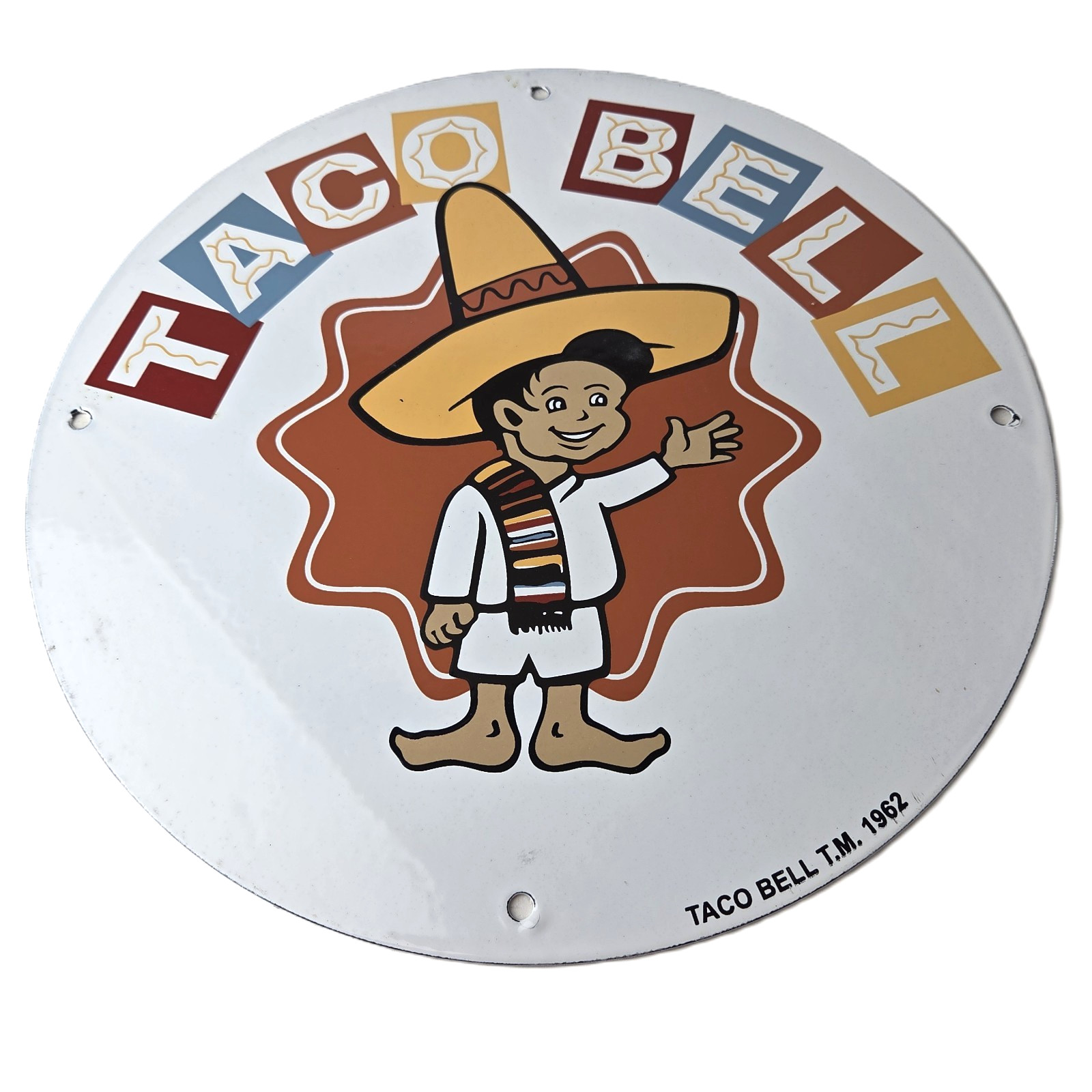 Vintage Taco Bell Sign – Porcelain Restaurant Fast Food Diner Gas Pump Sign