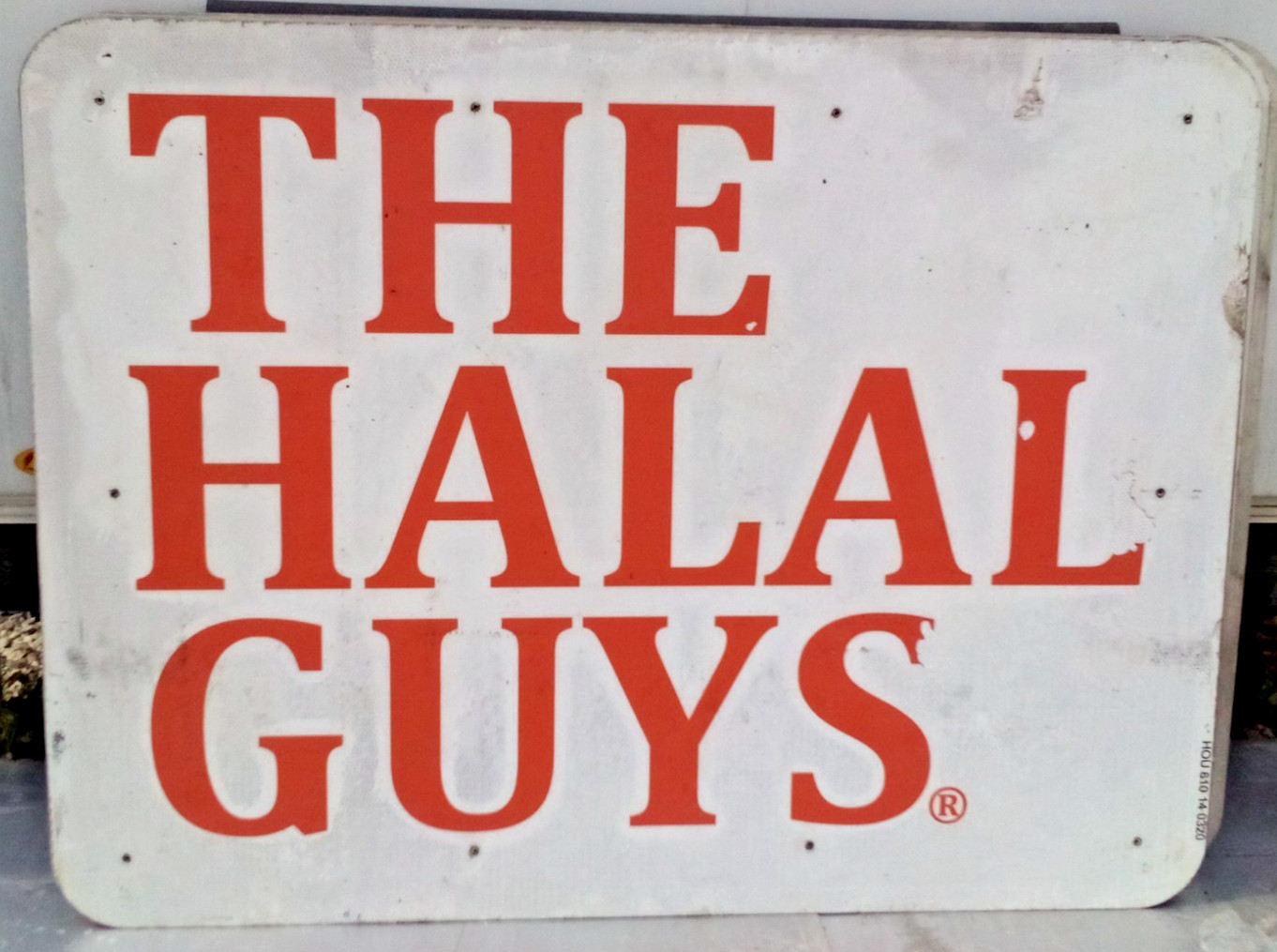 AUTHENTIC RETIRED ADVERTISING HWY EXIT SIGN THE HALAL GUYS 48X36 A19