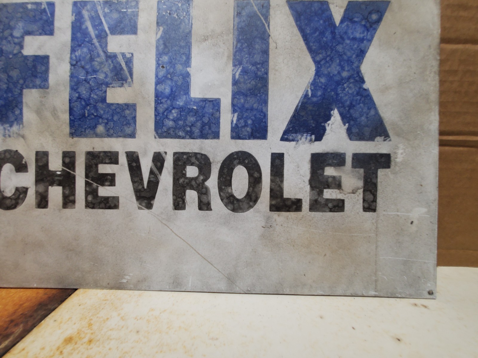 Felix Chevrolet Speed Shop Painted Sign 21.75×12″ Vintage Look Antiqued Day 2