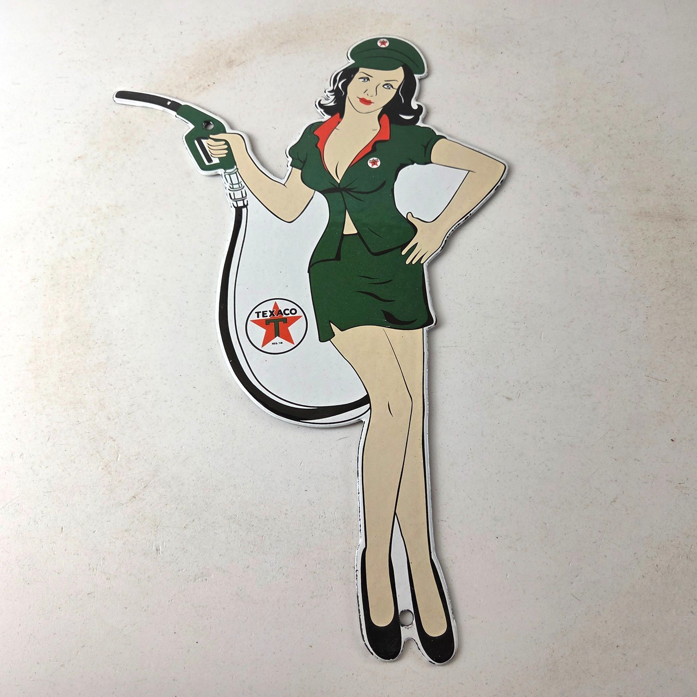 Vintage Texaco Gasoline Sign – Gas Attendant Gas Pump Ad Porcelain Sign