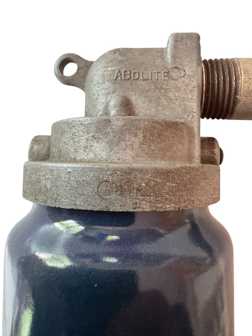 1930s Abolite 8″ Blue Porcelain Industrial Sign Gas Station Vintage Pole Light