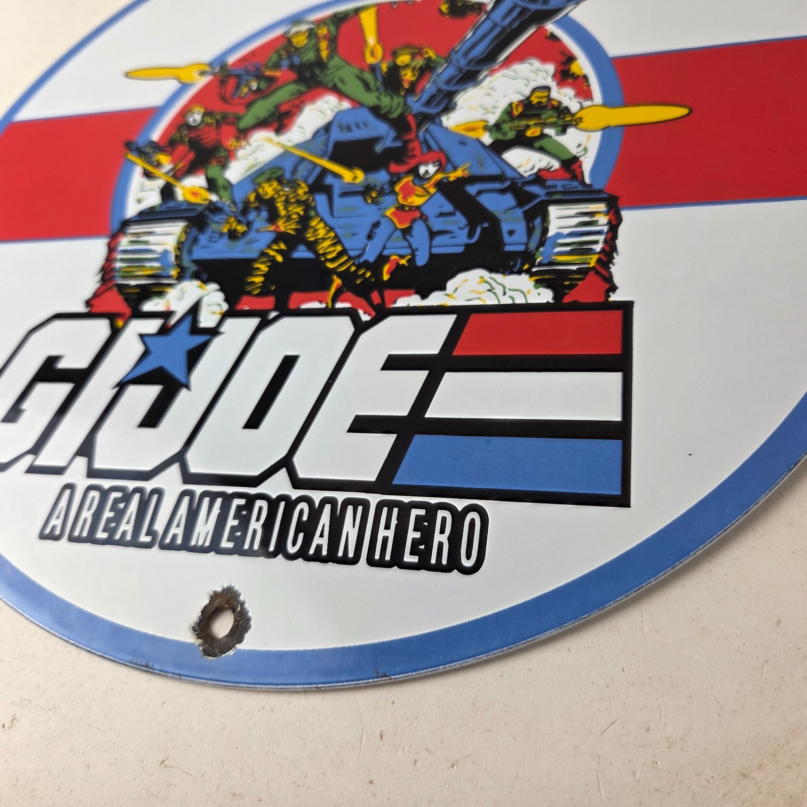 Vintage Esso G.I. Joe Tank Porcelain Sign – Real American Hero Gas Sign