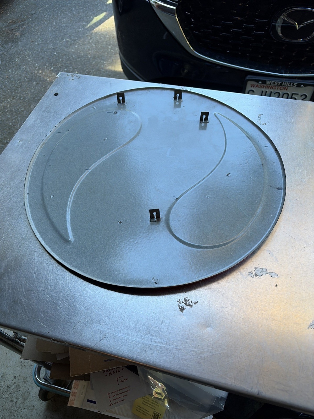 Vintage Porcelain Industrial Sign – Safeway “S” 18” Diameter