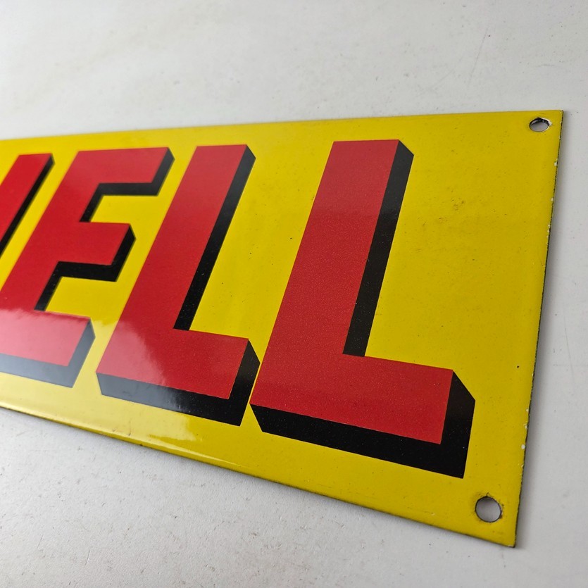 Vintage Shell Gasoline Sign – Shell Large Advertising Porcelain Gas Service Sign