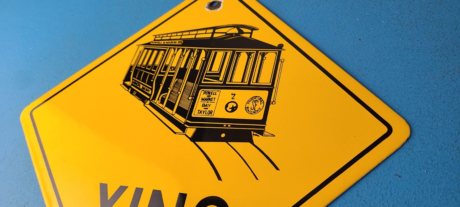 Vintage SFO Municipal Railway Sign – XING Trains Railway Porcelain Gas Pump Sign