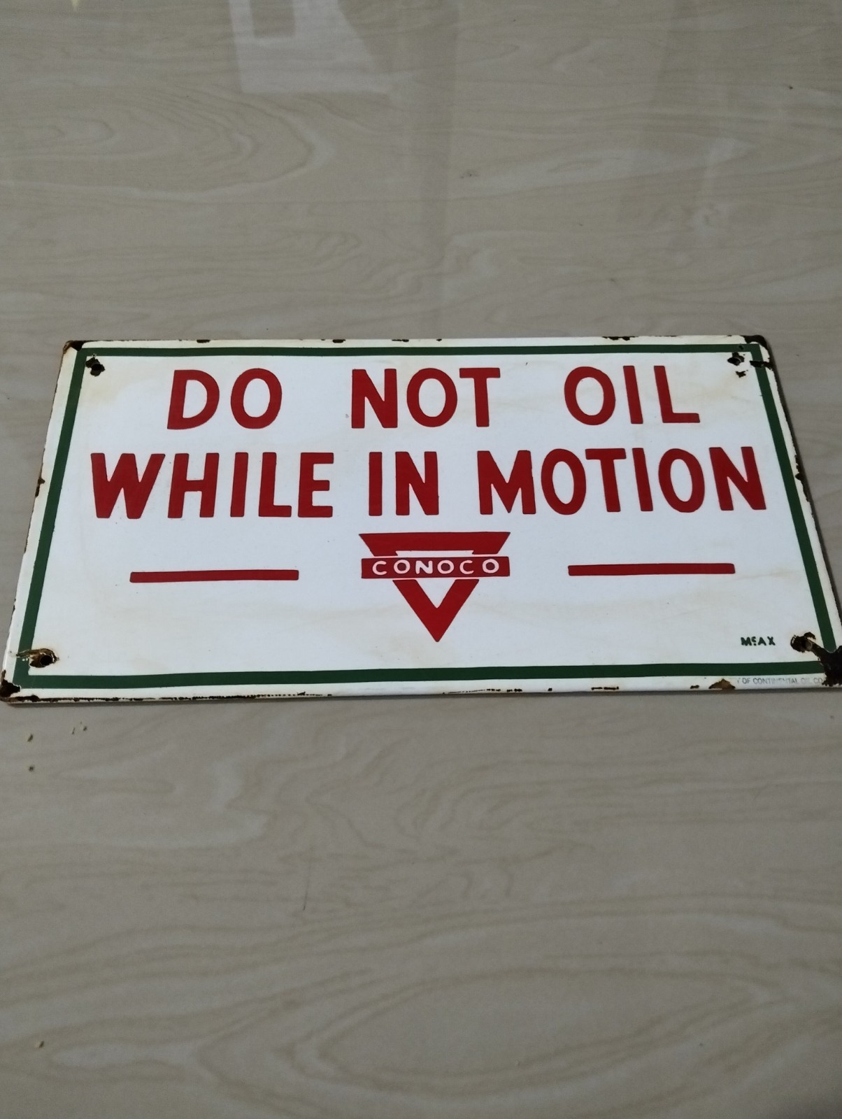 Do Not Oil While In Motion Sign Board Conoco Not Porcelain Enamel 30×16 Cm