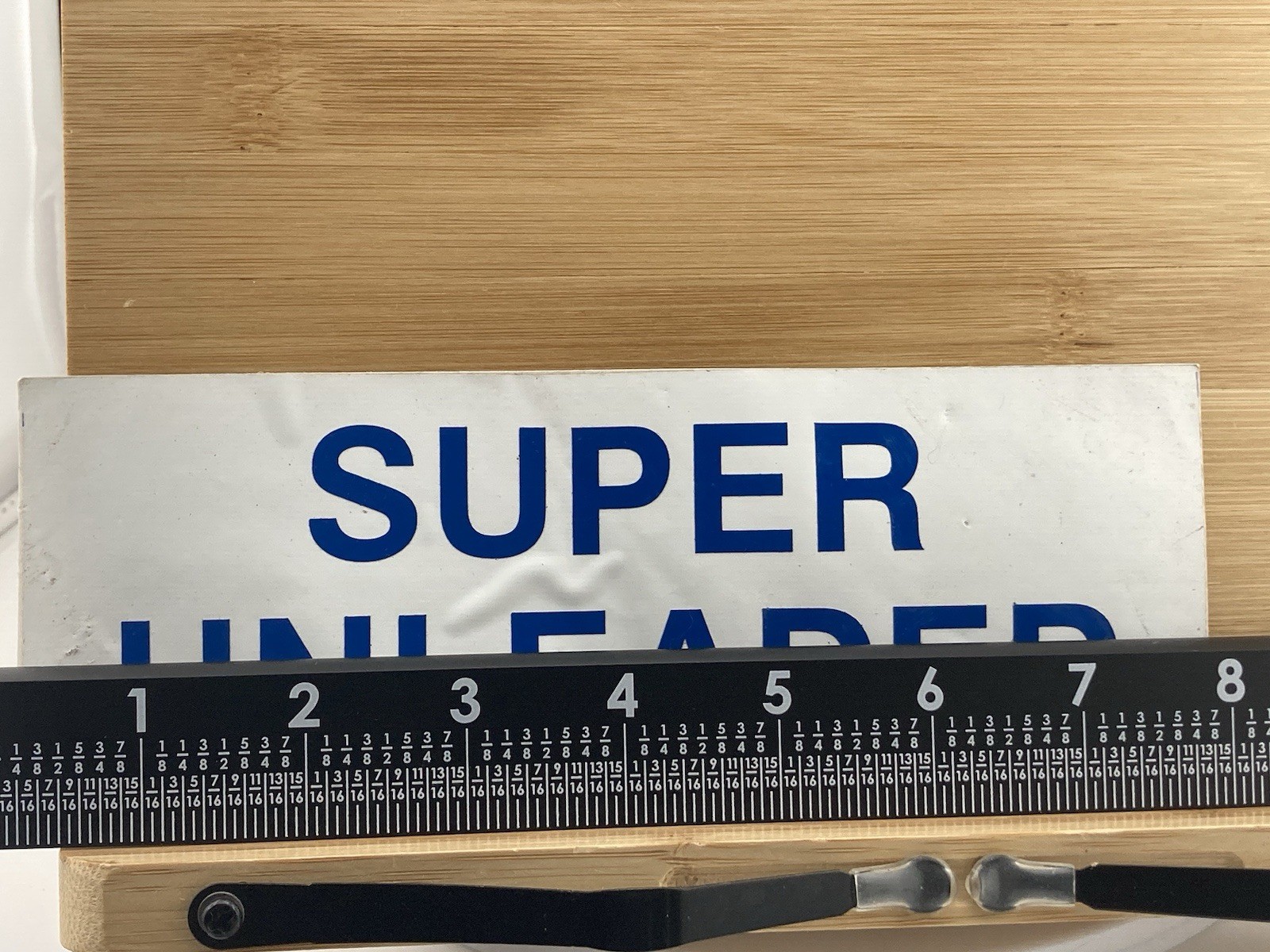 Vintage GAS STATION Mobil Super Unleaded Blue White Sticker Decal 8” x 3”
