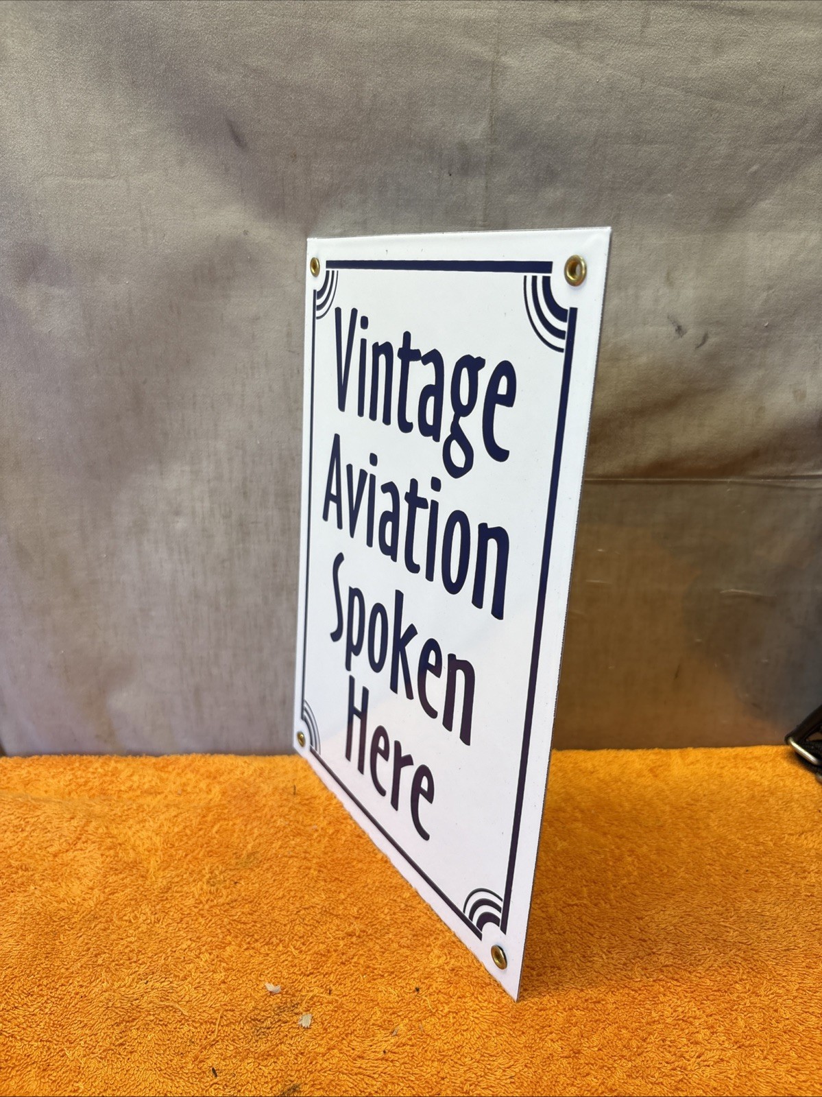 Box 2- Vintage Porcelain Metal ‘Antique Vintage Aviation Spoken Here’ 12”x9” NOS