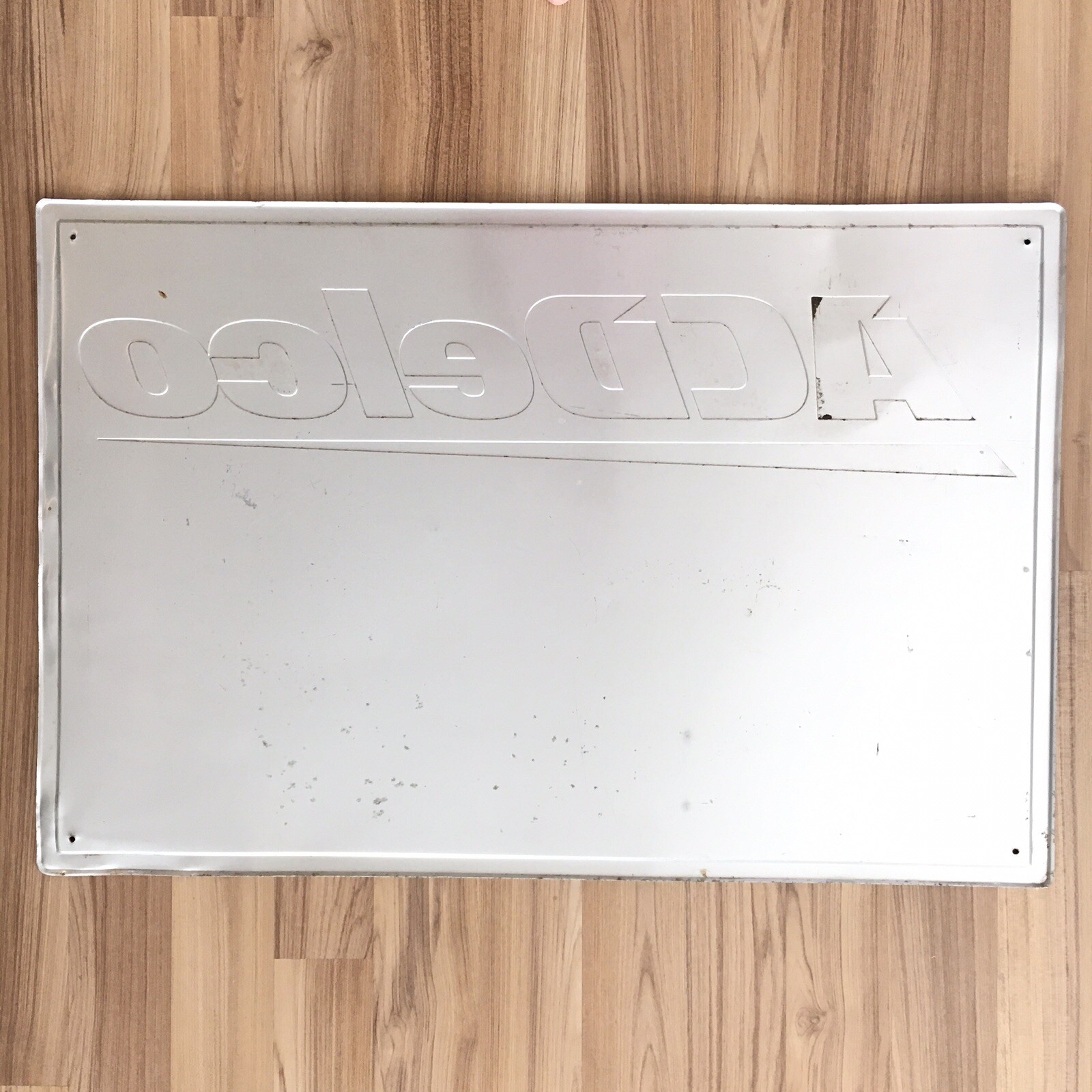 Vintage Stout-Lite ACDELCO BATTERIES Embossed Metal Garage Sign Car Auto 36″x24″
