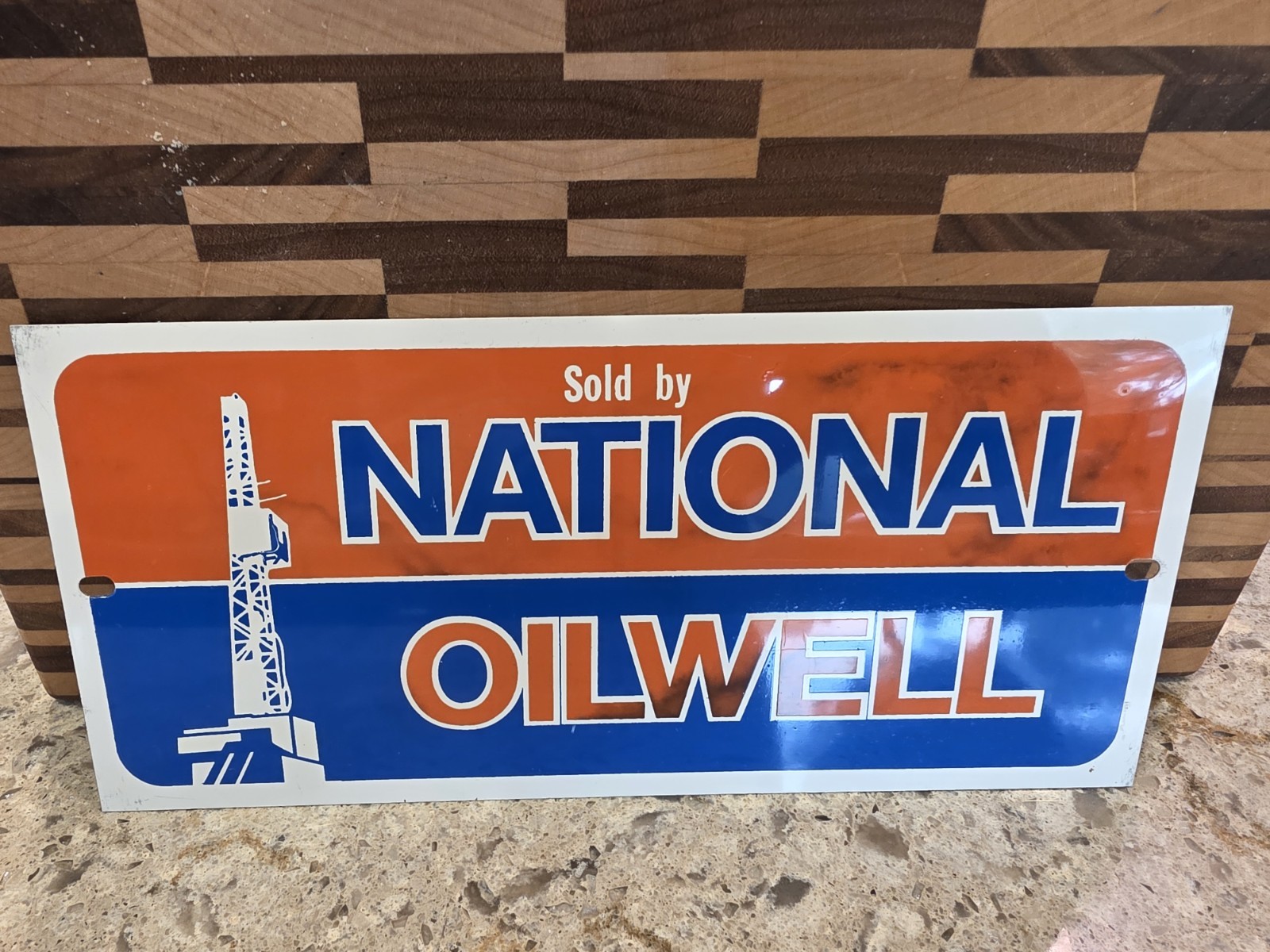Vintage “Sold by National Oilwell” Aluminum Pump Sign – Oil Field – Texas Find!