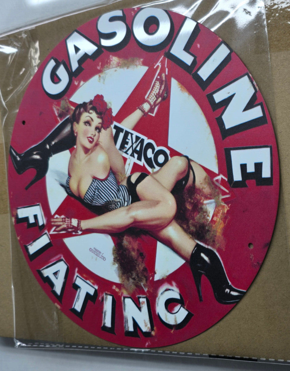VINTAGE TEXACO GASOLINE SIGN PUMP PLATE GAS STATION OIL 7 3/4″ x 7 3/4″