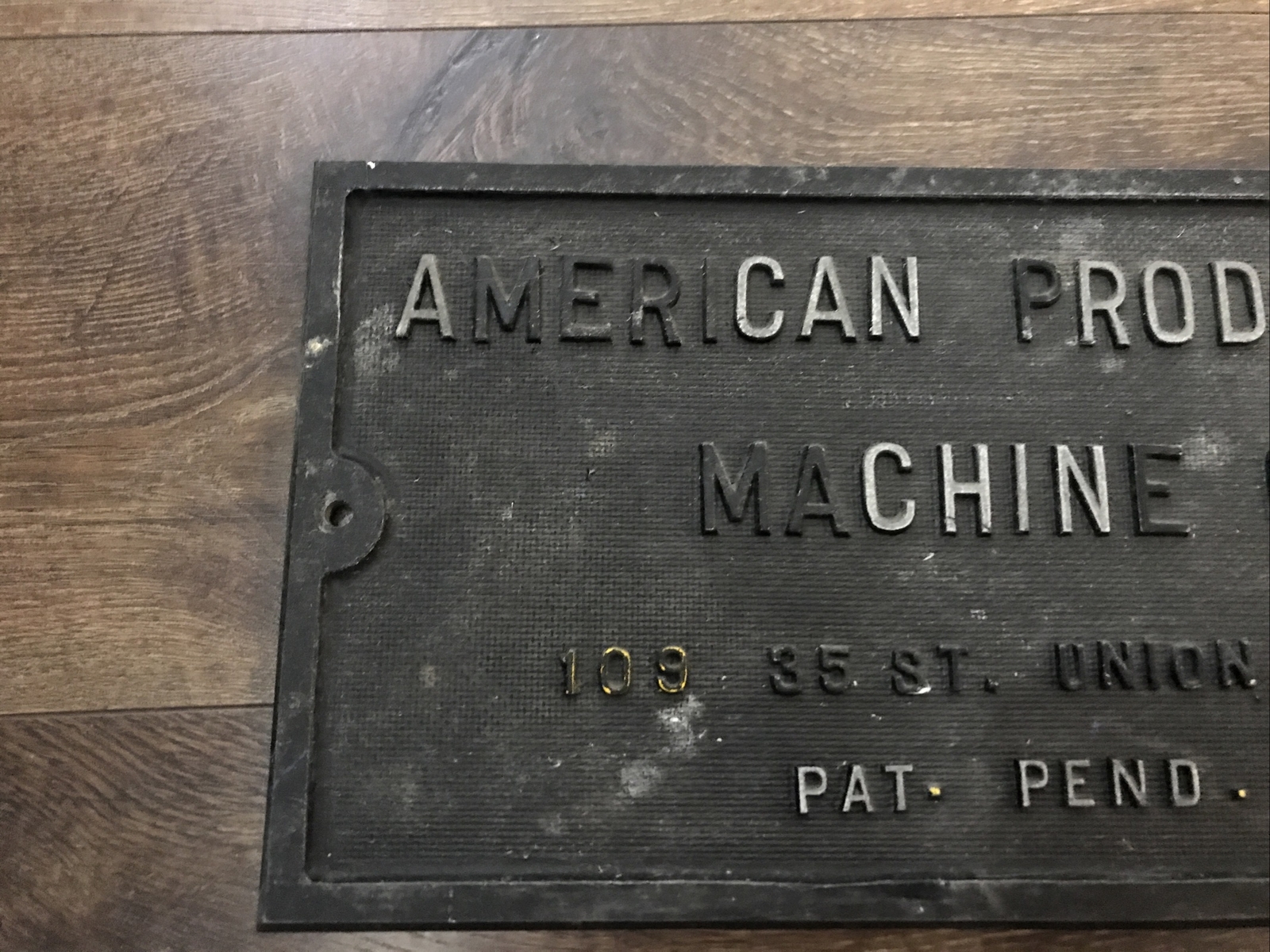 VINTAGE AMERICAN PRODUCTION MACHINE CO UNION CITY NJ ALUMINUM SIGN PLAQUE