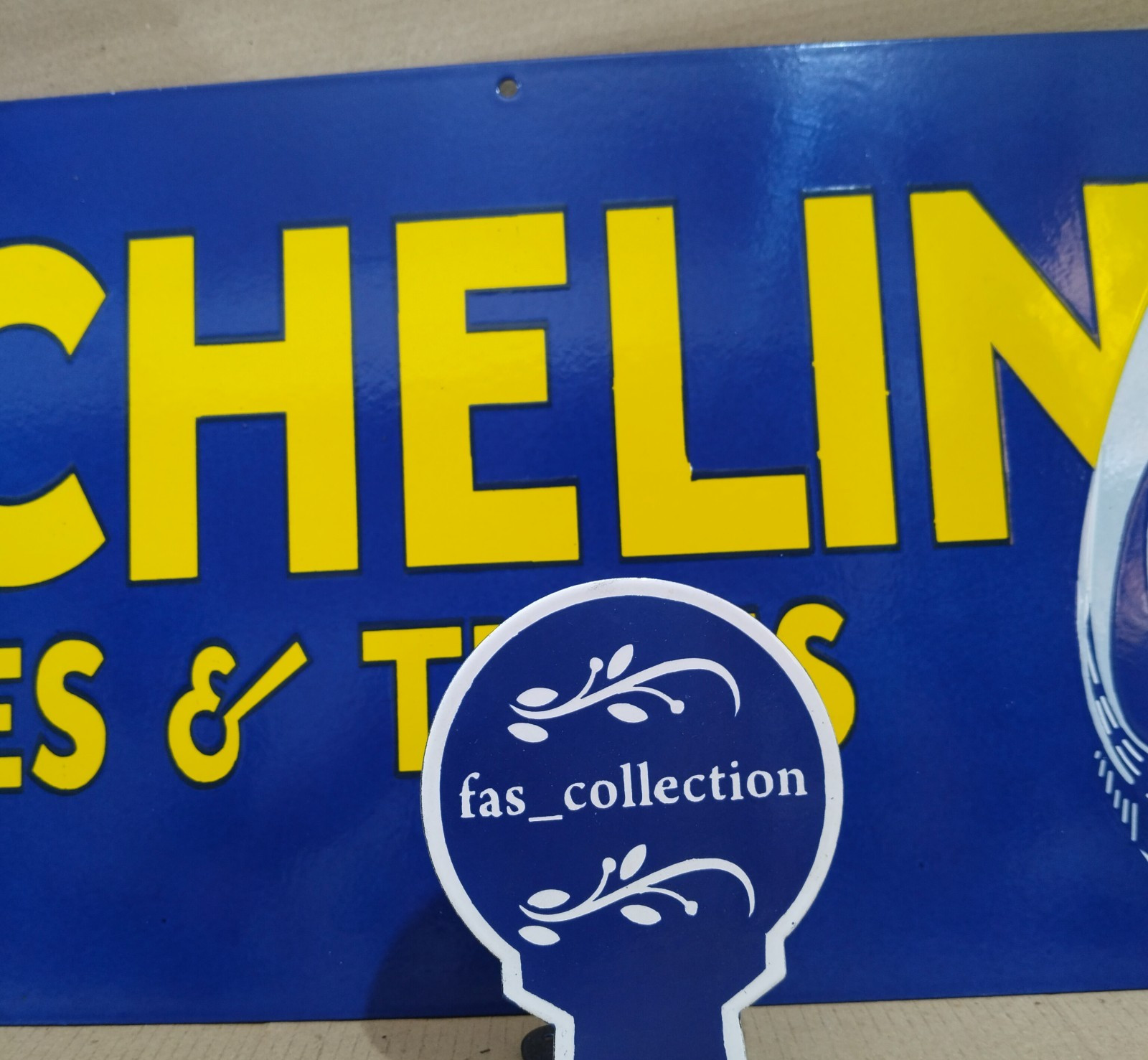 Michelin Tires & Tubes Porcelain Enamel Sign 36 x 15 Inches 1 Sided