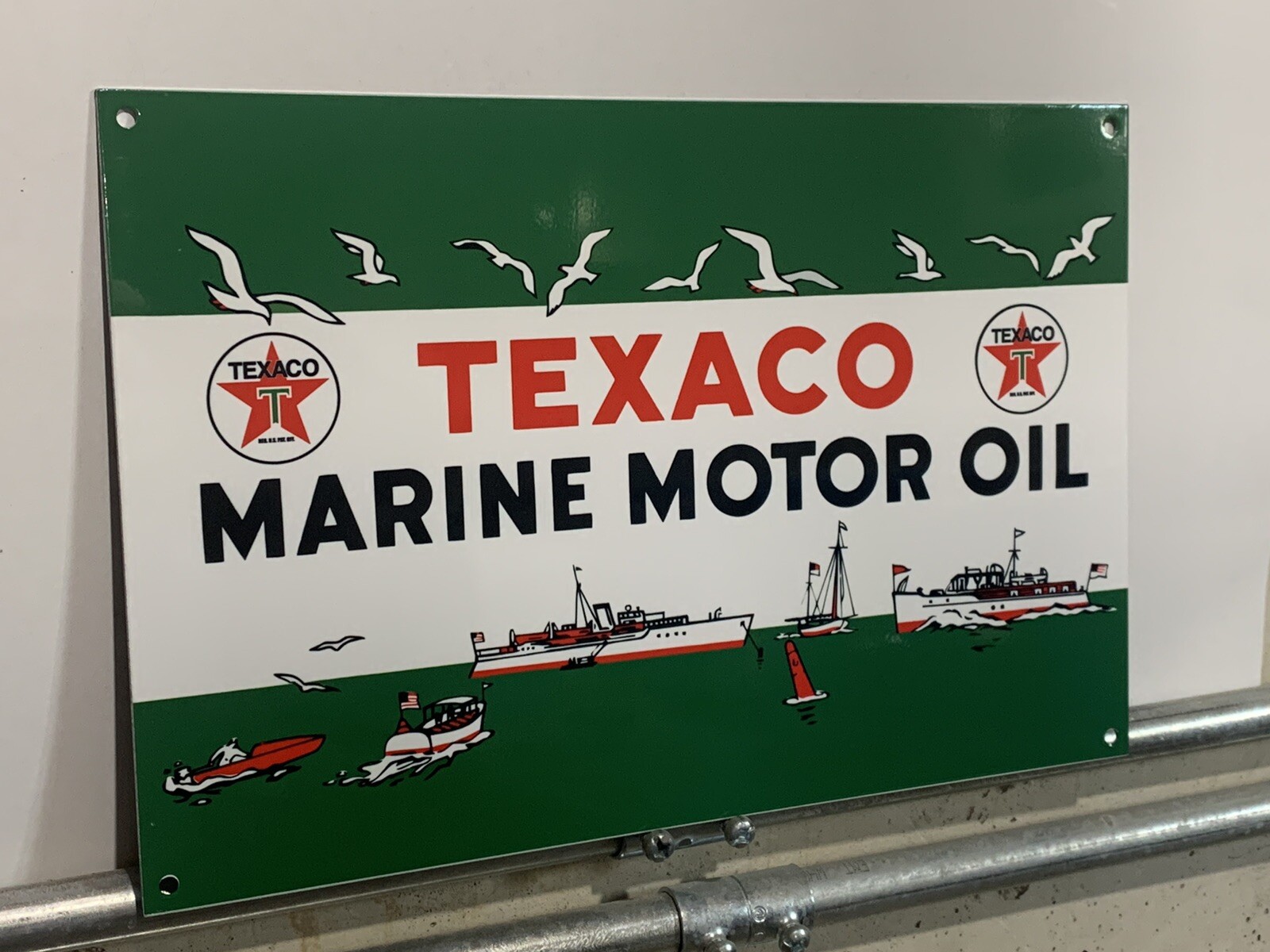 Vintage Style Texaco Marine Motor Oil Gas Heavy Steel Metal Quality Sign