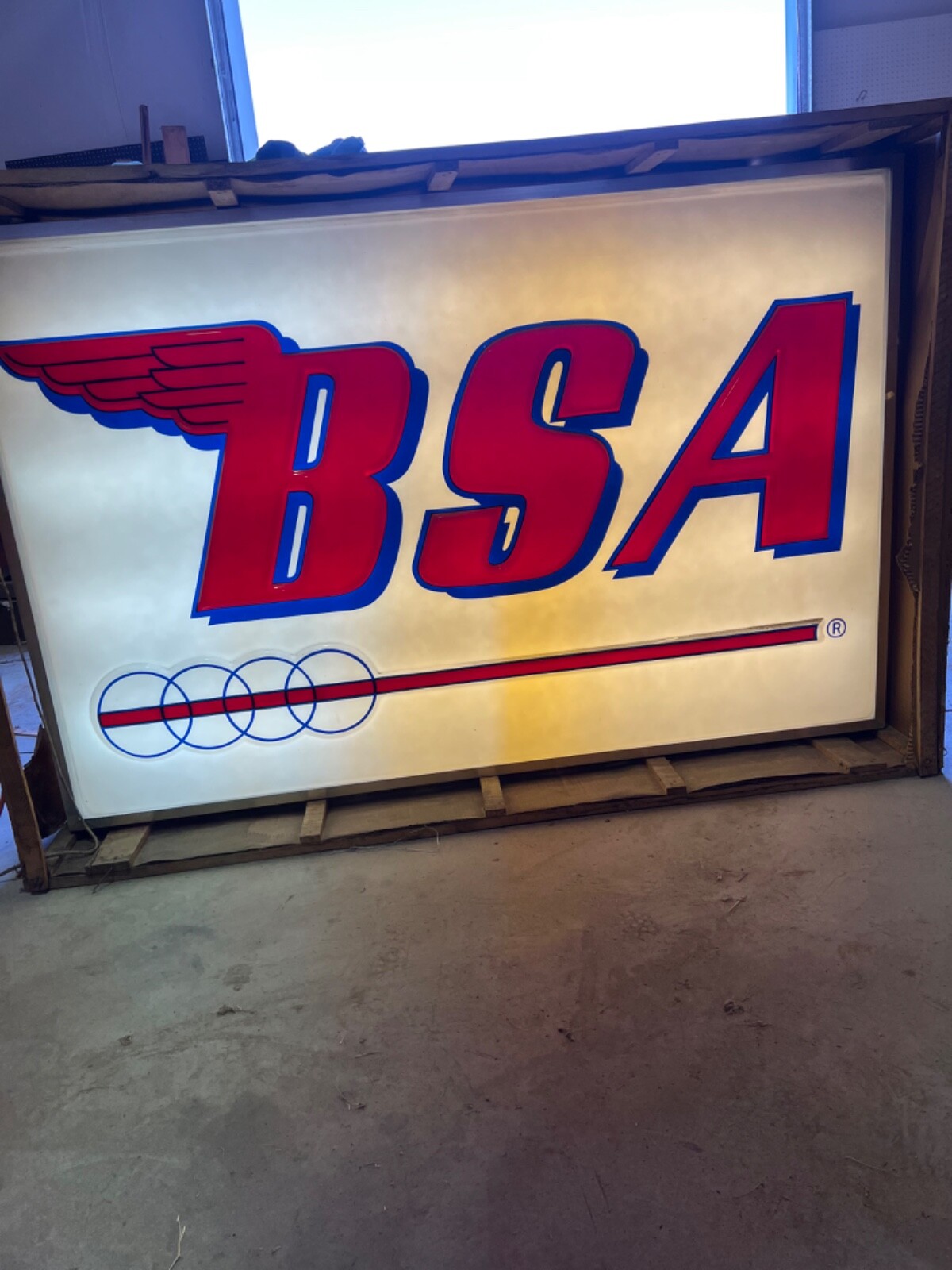 BSA motorcycle vintage dealer sign 1972 still in box 4’ x6’