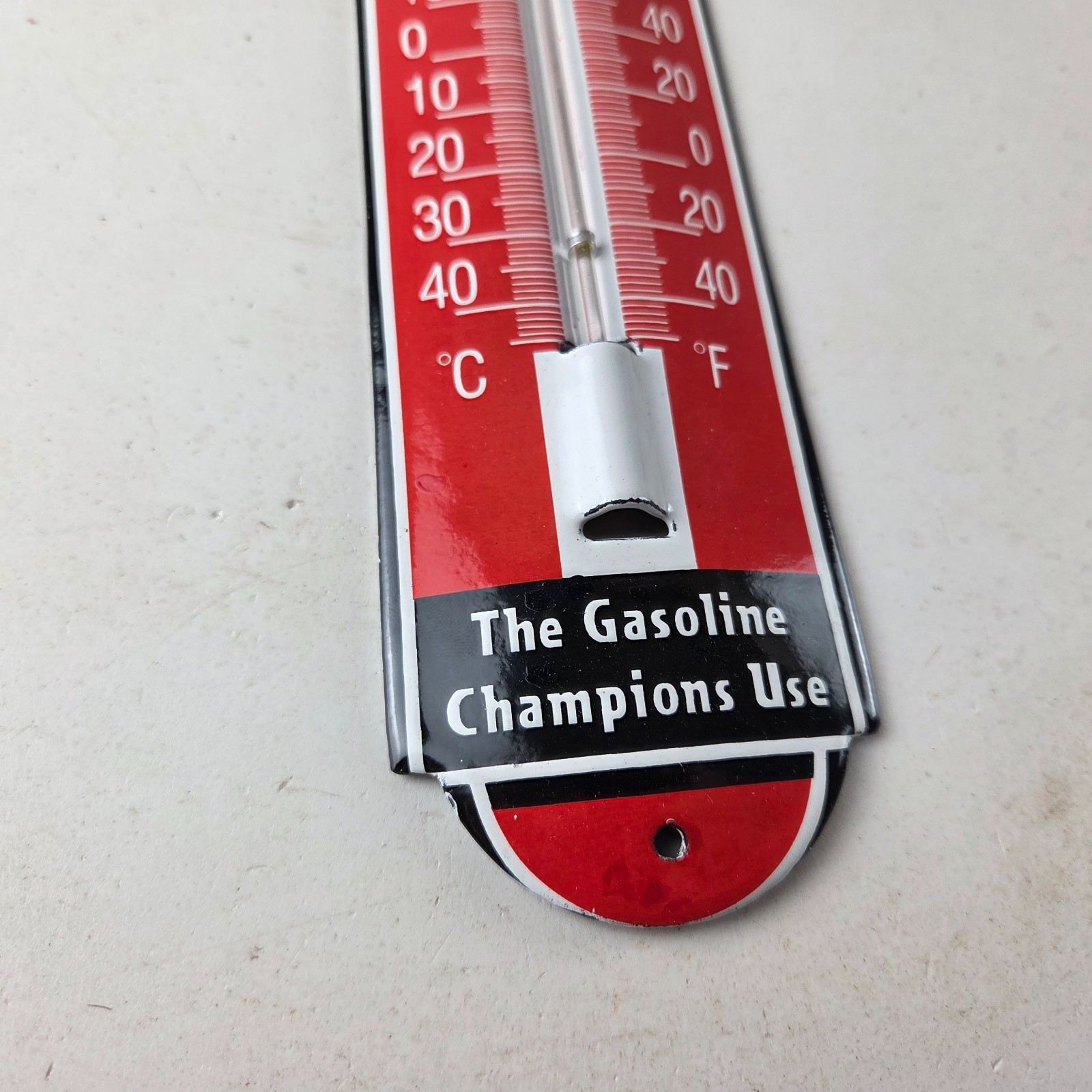 Vintage Lion Gas Sign – Service Station Pump Ad Sign on Porcelain Thermometer