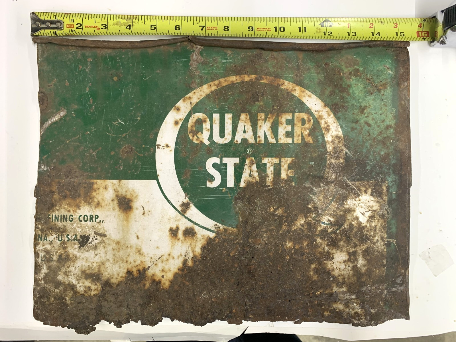 Vintage Quaker State Metal Display Sign 15.5″ X 11.5″ Mancave Garage Gas and Oil
