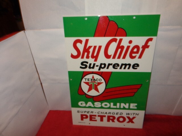 12×18 in TEXACO GASOLINE SKY CHIEF SU-PREME ADV. SIGN HEAVY DIE CUT METAL # L 68