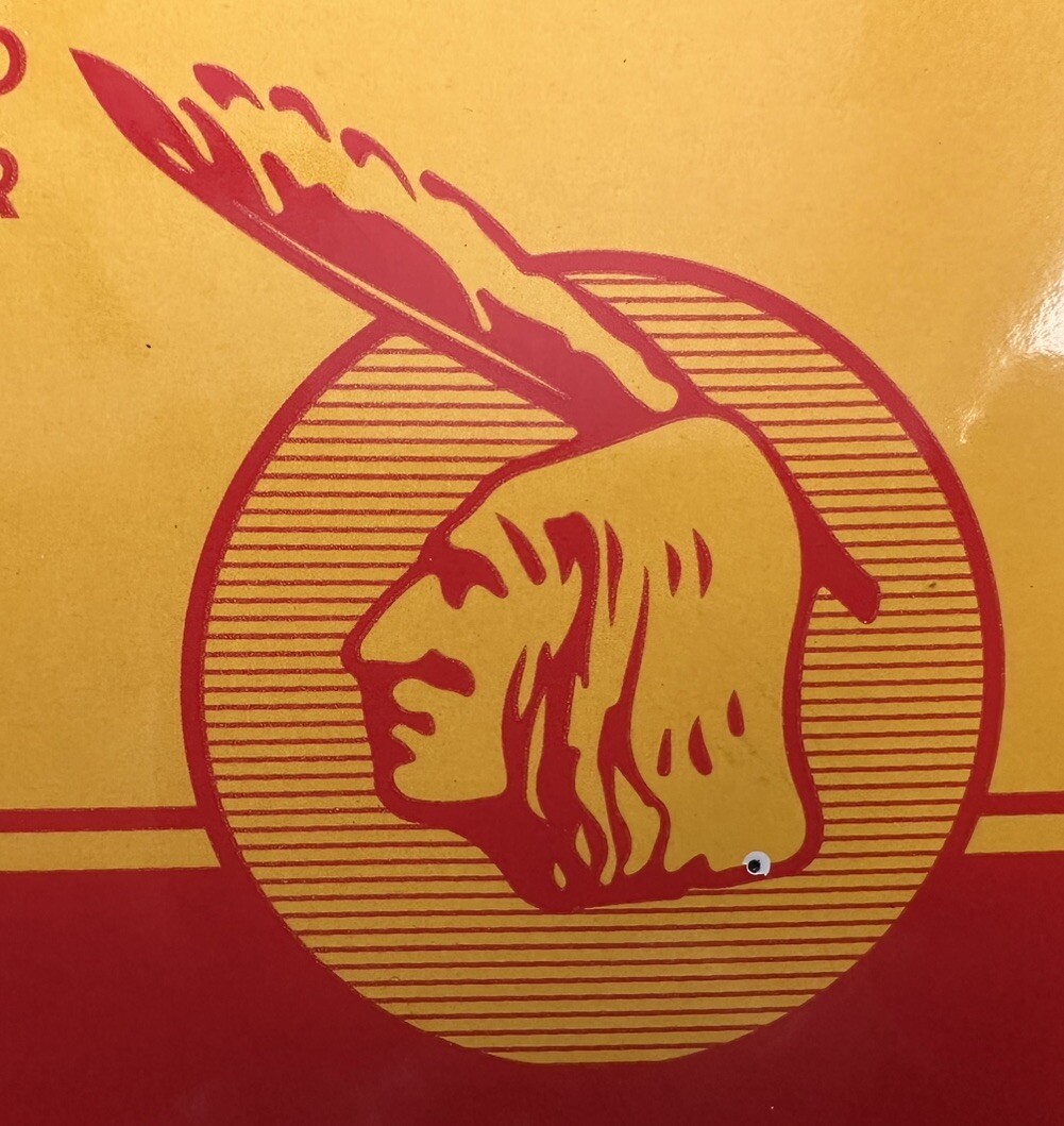 Indian Motorcycle Top-Lube Porcelain Sign Gas Oil Garage Vintage