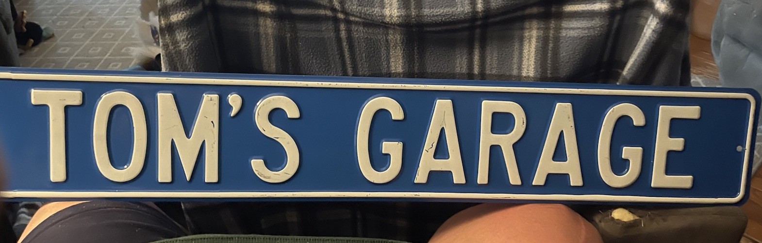 Vintage Tom’s Garage Porcelain Sign 36”