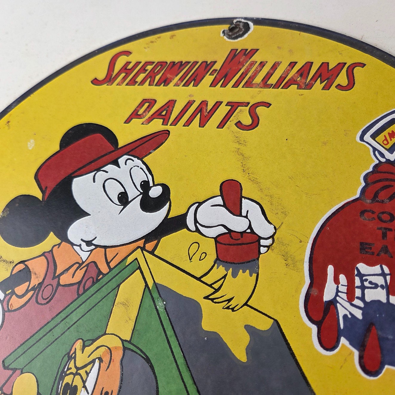 Vintage Sherwin Williams Sign – Paint Brush Painting Gas Pump Porcelain Sign