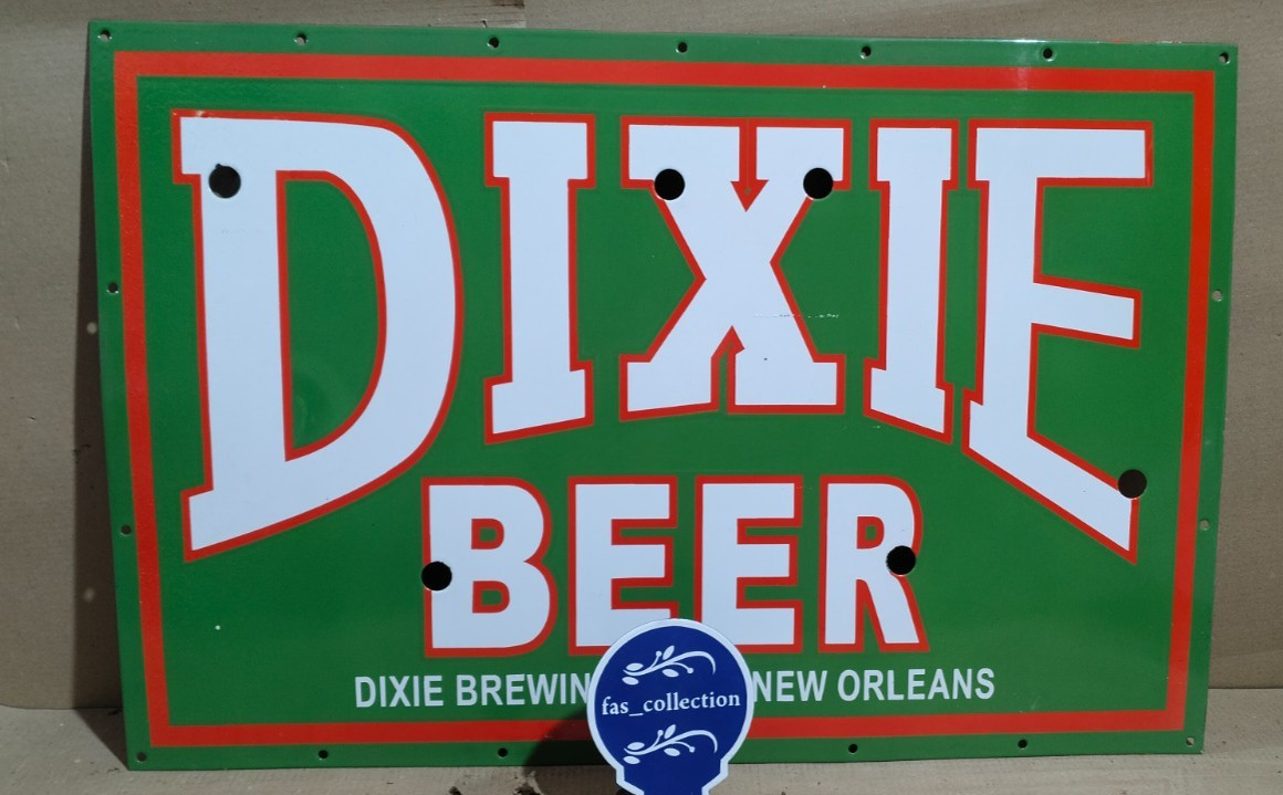 Dixie Beer Porcelain Enamel Sign 36 x 24 Inches 1 Sided