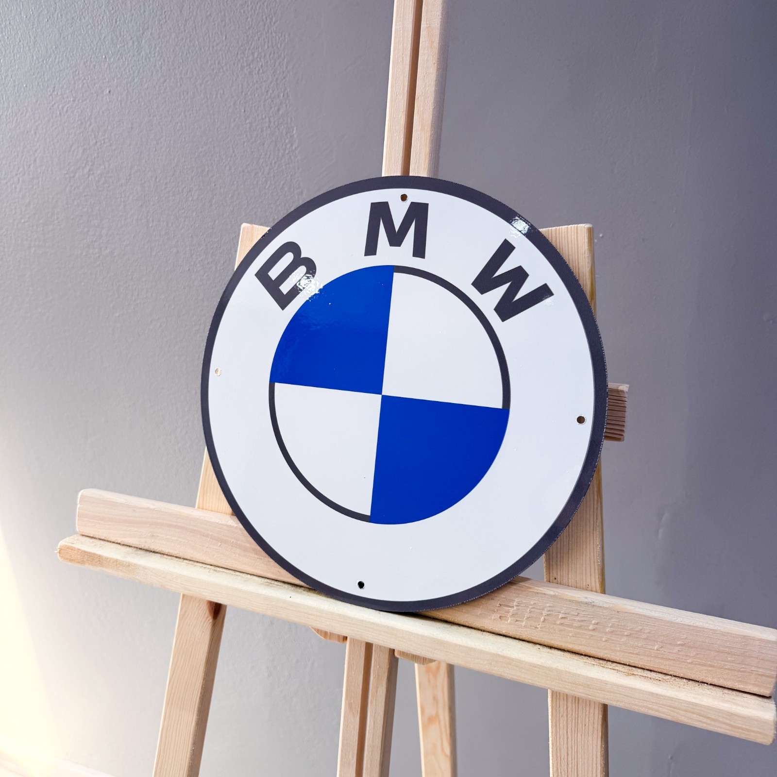 BMW White Round Logo Heavy Metal Sign 30 cm (11.8”) Clean Garage Wall Decor