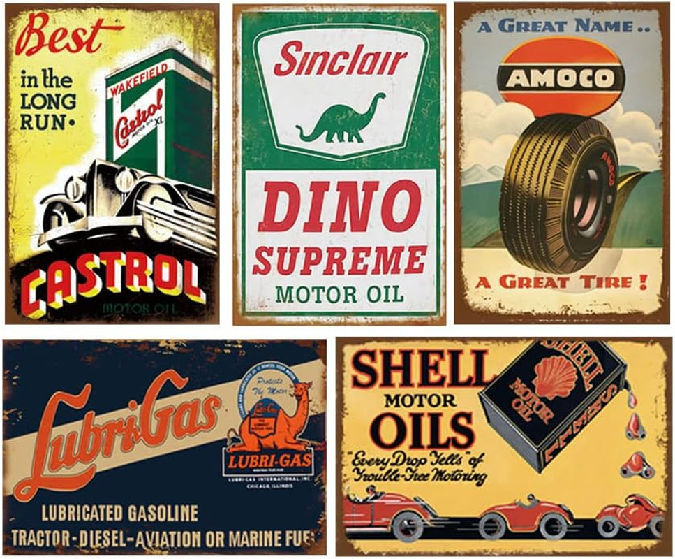 Tin Signs 26 Pieces Reproduction Vintage, Gas Oil Metal Signs, Home Kitchen Man