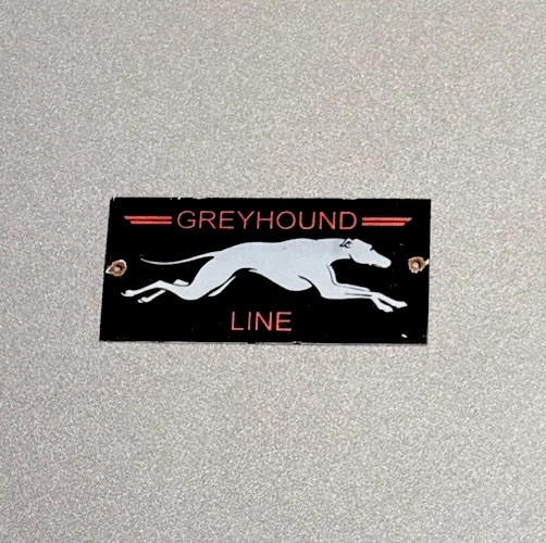 VINTAGE GREYHOUND DOG BUS PORCELAIN SIGN CAR GAS TRUCK OIL MOTORCYCLE