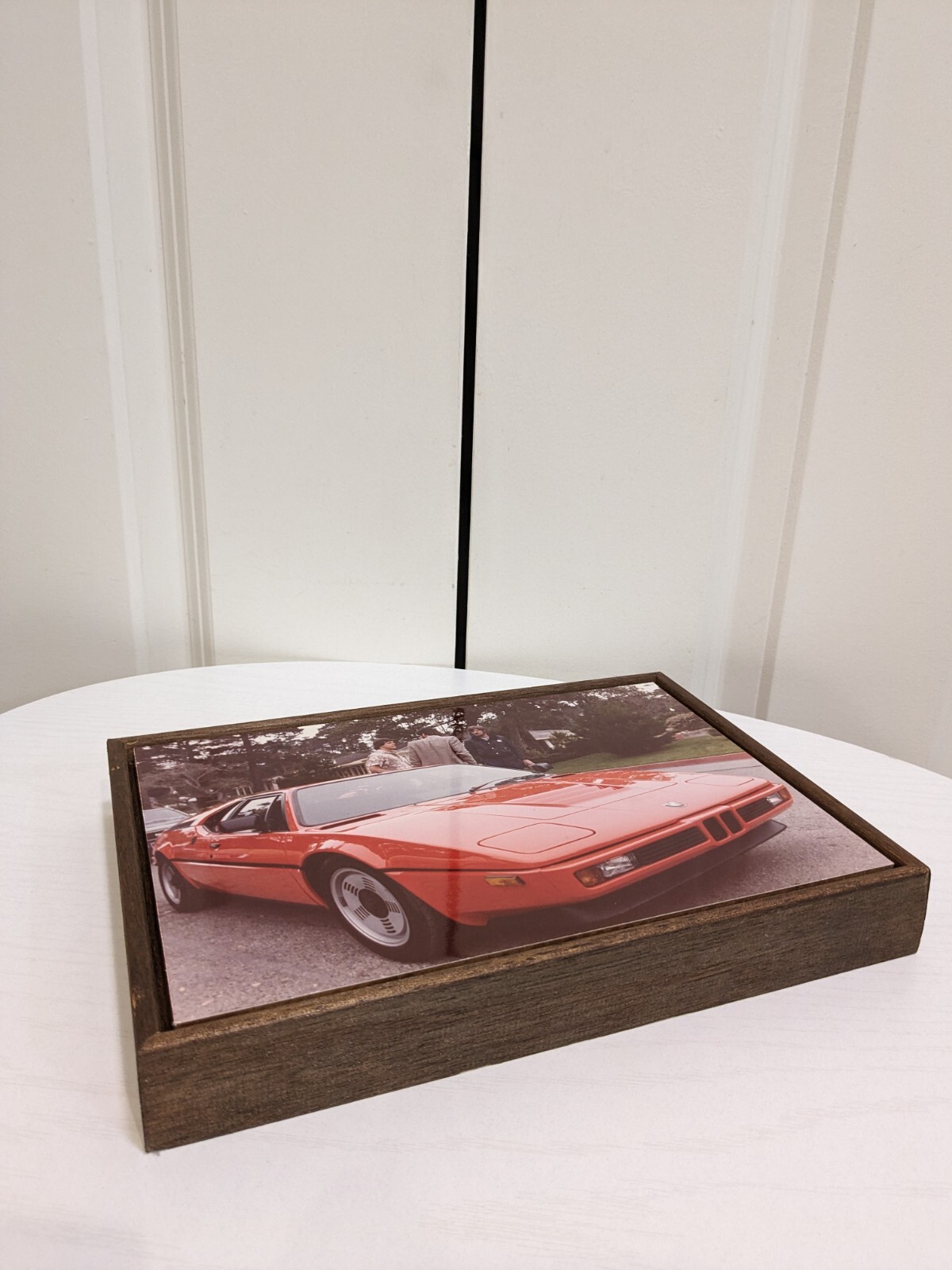 BMW VINTAGE M1 WOOD FRAMED PICTURE PHOTO E26 RARE
