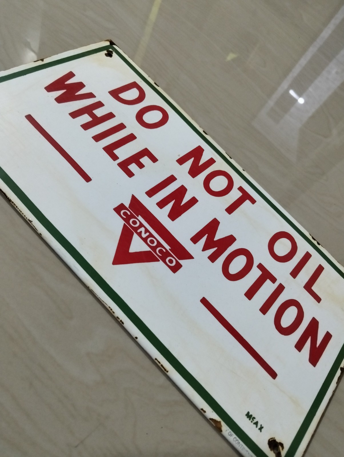 Do Not Oil While In Motion Sign Board Conoco Not Porcelain Enamel 30×16 Cm