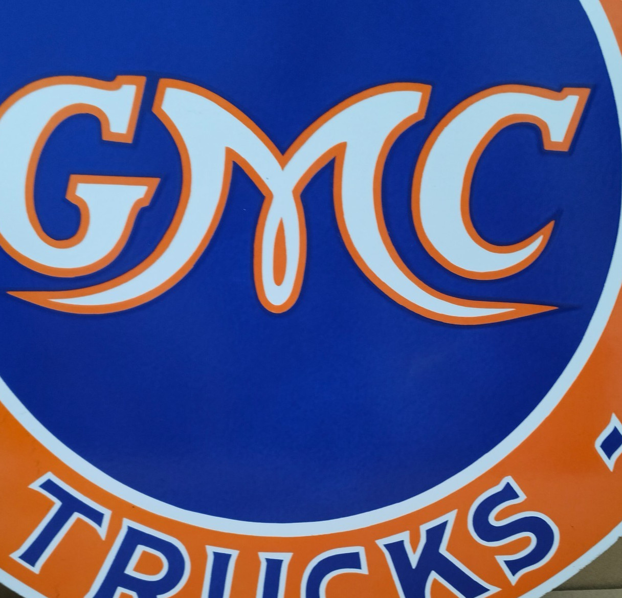 GMC Gasoline Porcelain Enamel Sign 30 X 30 Inches 1 sides